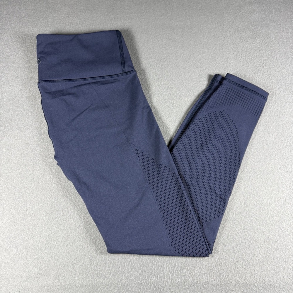 lululemon Reveal 7/8 Tights Size Medium Navy Blue Mesh High Rise Leggings